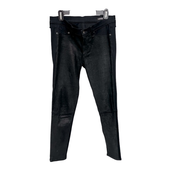 RAG & BONE Lamb Leather & Denim HYDE Coal Black Skinny Jeans size 31 - Picture 6 of 14